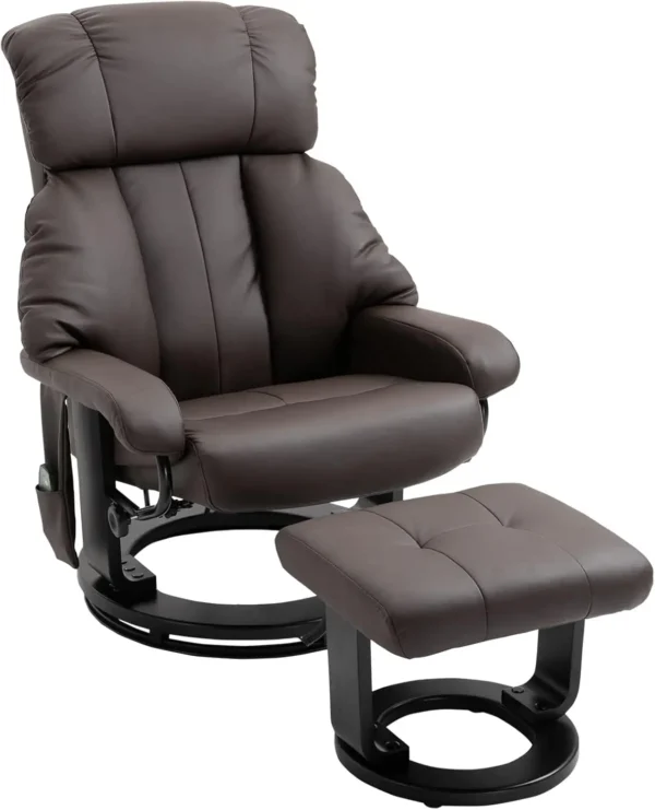 Massage Recliner Chair with Ottoman, 360° Swivel Recliner and Footstool,PU Leather Reclining Chair with Remote Control - Image 9