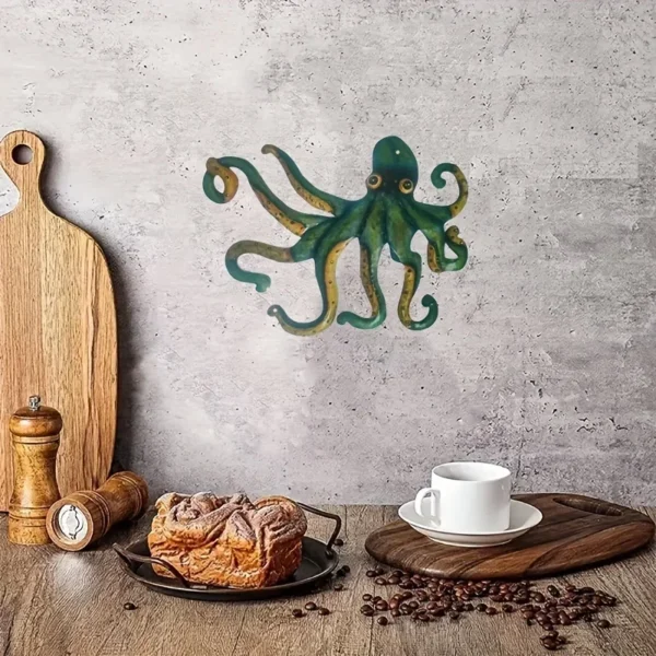 1pc Metal Dark Green Octopus - Image 4