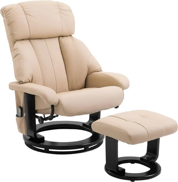 Massage Recliner Chair with Ottoman, 360° Swivel Recliner and Footstool,PU Leather Reclining Chair with Remote Control - Image 8