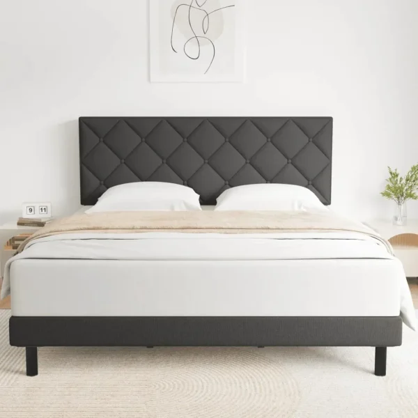 Queen Size bed Frame with Fabric Upholstered Headboard - Image 2