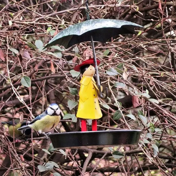 Hanging Bird Feeder Girl With Umbrella - Image 4