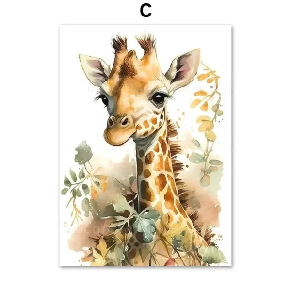 Watercolor Lion, Giraffe, Tiger, Elephant, Rino & Zebra Nursery Wall Art - Image 6