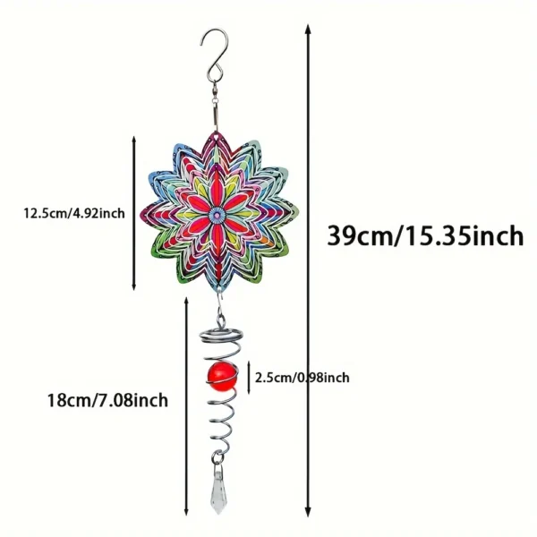 39 cm /15.35 Inch Colorful Windmill 3D Wind Chimes - Image 6