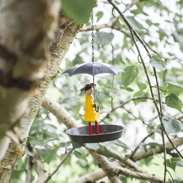 Hanging Bird Feeder Girl With Umbrella - Image 3