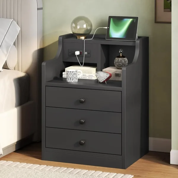 Nightstand with Hutch and Charging Station - Image 9