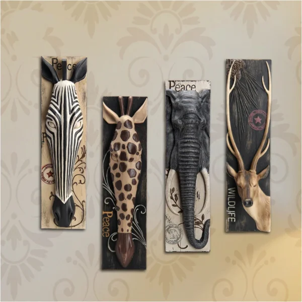 Elk, Elephant, Giraffe, Zebra Hanging Décor