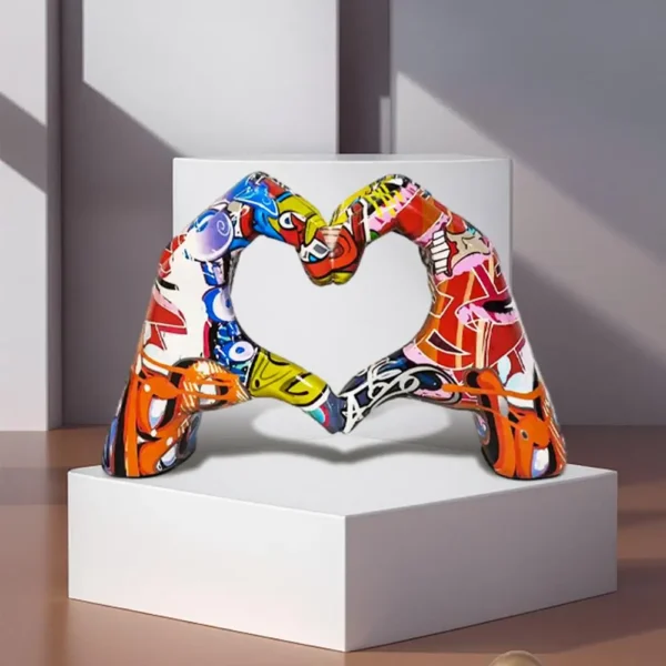 Heart Gesture Sculpture Resin Abstract Hand Love - Image 9