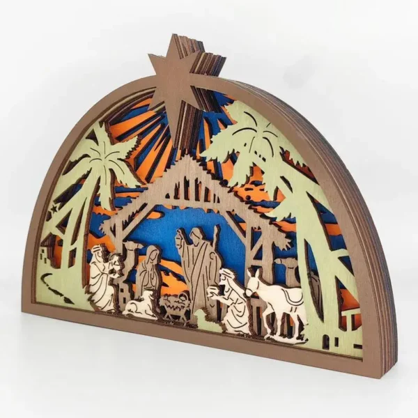 Wooden Nativity Scene Ornament 3D Silhouette - Image 2