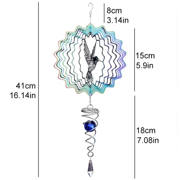 3D Hummingbird Wind Chimes Crystal Sun Catcher - Image 5