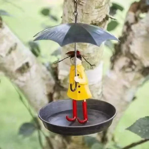 Hanging Bird Feeder Girl With Umbrella - Image 2