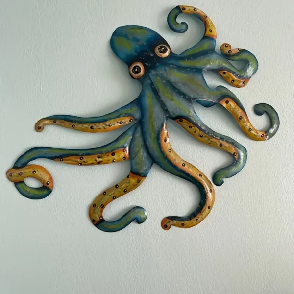 1pc Metal Dark Green Octopus - Image 2