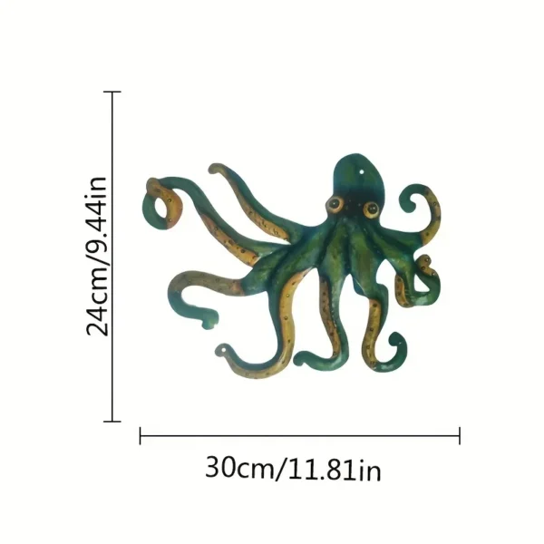 1pc Metal Dark Green Octopus - Image 3