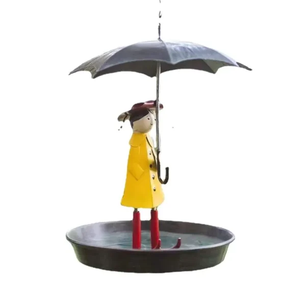 Hanging Bird Feeder Girl With Umbrella - Image 7