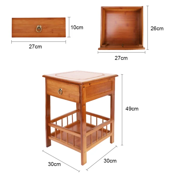 2-Tier Retro Bedside Bamboo Table - Image 8