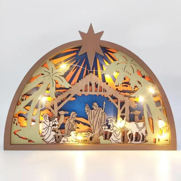 Wooden Nativity Scene Ornament 3D Silhouette - Image 5