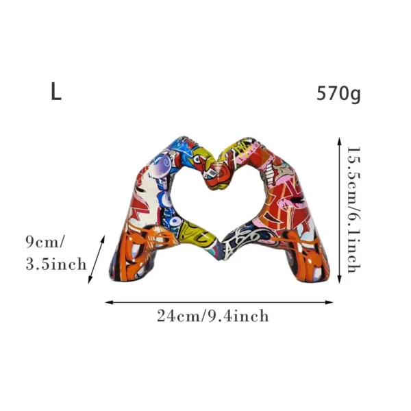 Heart Gesture Sculpture Resin Abstract Hand Love - Image 4