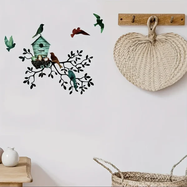 Metal Hanging Tree With Aviary Wall Art - Image 5