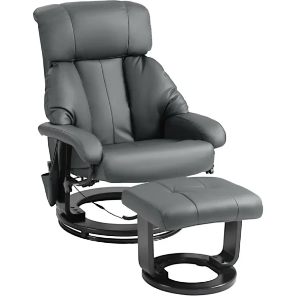 Massage Recliner Chair with Ottoman, 360° Swivel Recliner and Footstool,PU Leather Reclining Chair with Remote Control - Image 22