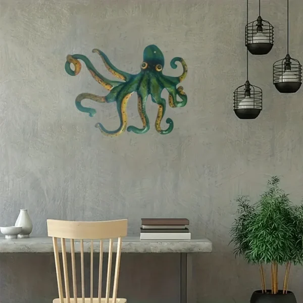 1pc Metal Dark Green Octopus